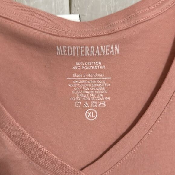 MEDITERRANEAN XL PINK YELLOW GREEN GOLD LEMON LOVE ITALY V-Neck Short Sleeve T - Picture 6 of 8